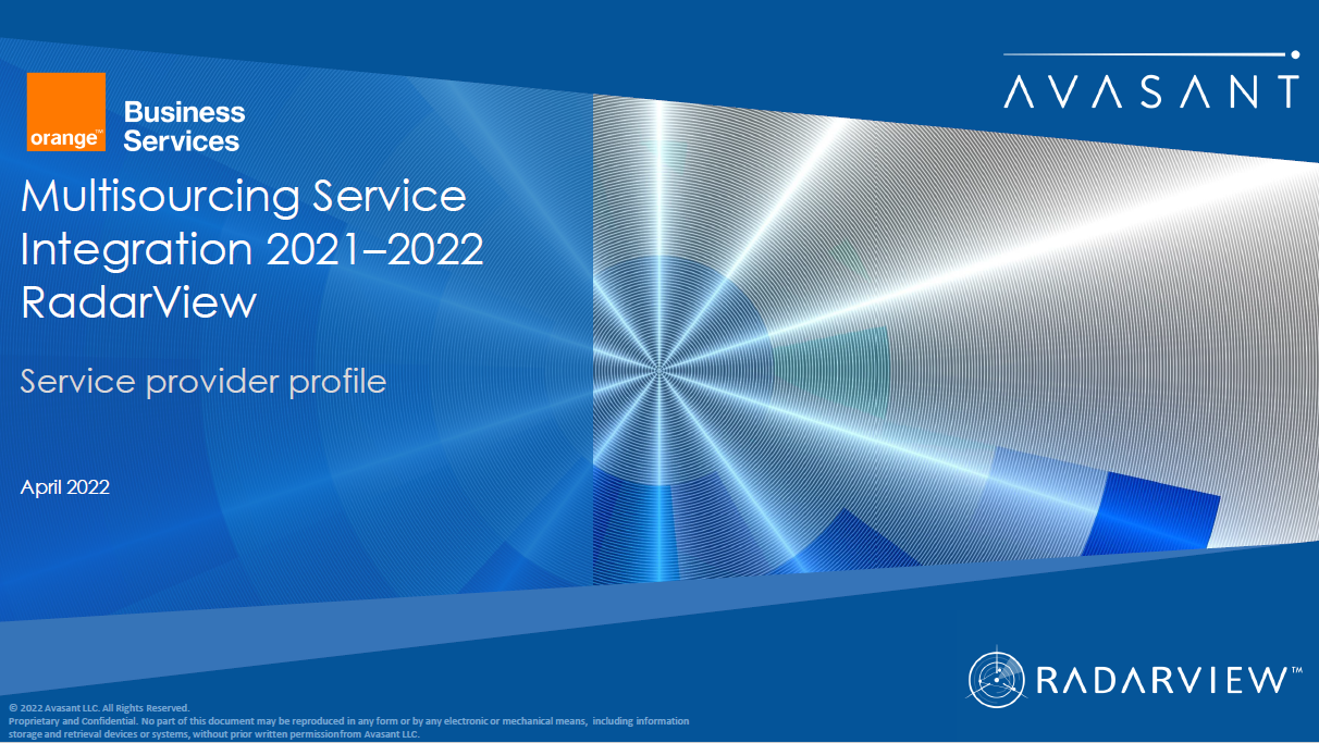 Avasant Multisourcing Service Integration 2021–2022 RadarView
