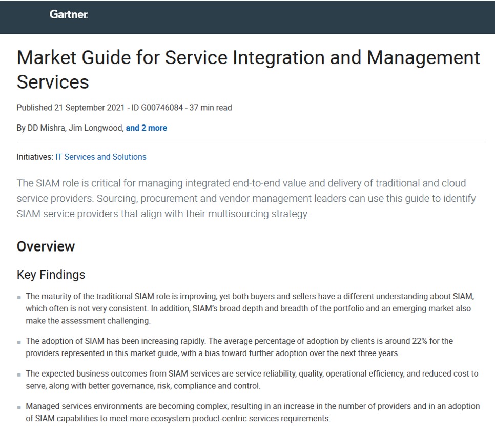 Market Guide des services d'intégration et de gestion des services