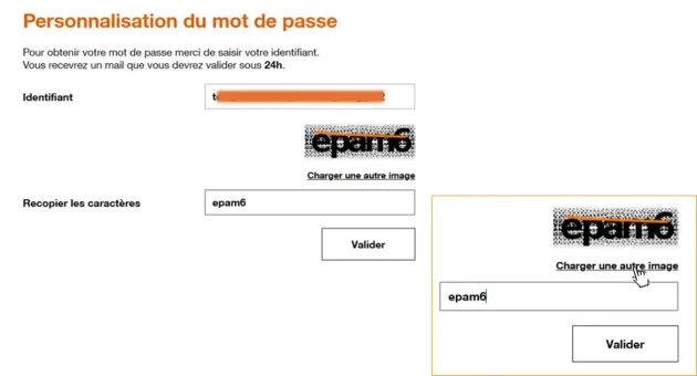 Recopiez les caractères du captcha